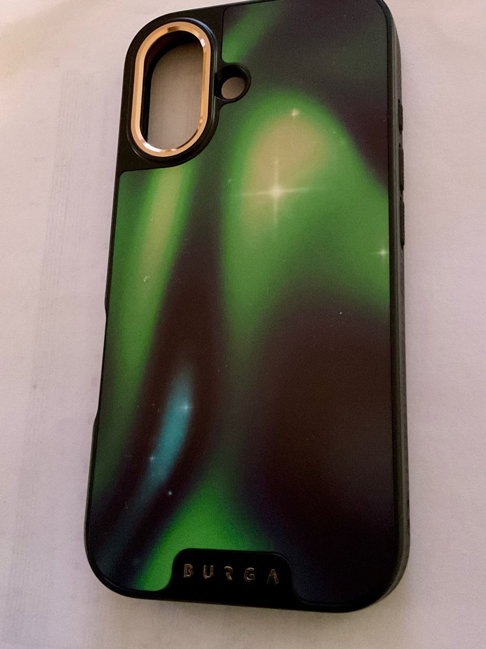 Burga Green Aurora iPhone 16 Case - Slim Protective Design. Never used, like new